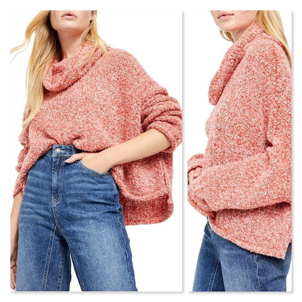 Free People BFF Cowl Neck Sweater sz Medium in Red